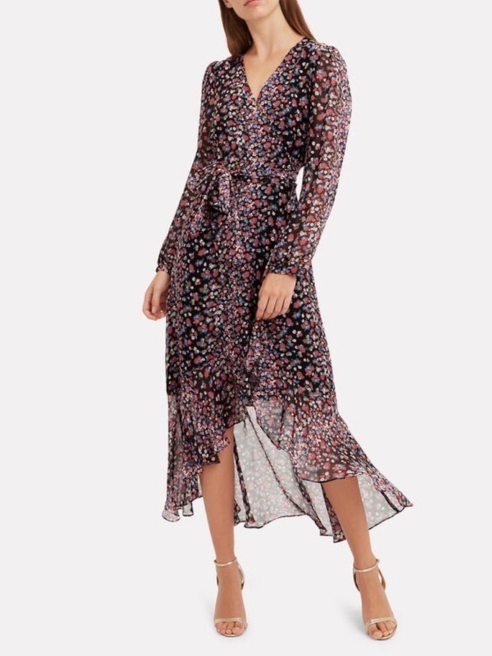 INTERMIX Sybil Silk Floral Wrap Dress Size 0